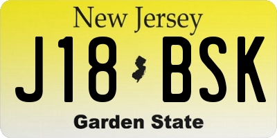 NJ license plate J18BSK