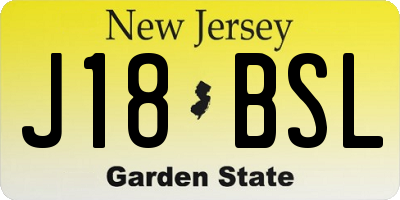 NJ license plate J18BSL