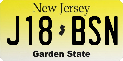 NJ license plate J18BSN