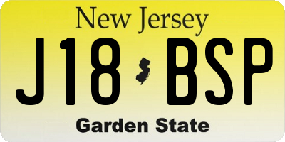 NJ license plate J18BSP