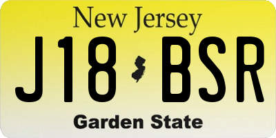 NJ license plate J18BSR
