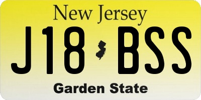 NJ license plate J18BSS