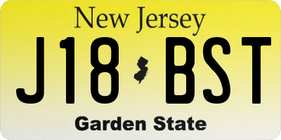NJ license plate J18BST