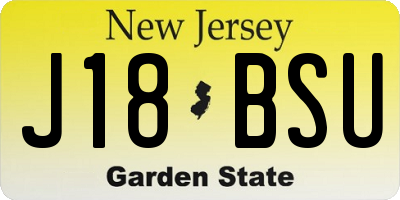 NJ license plate J18BSU