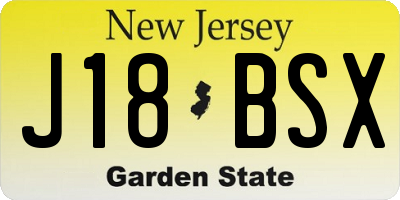 NJ license plate J18BSX