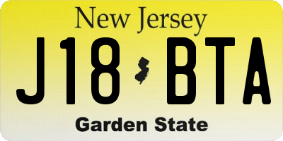 NJ license plate J18BTA