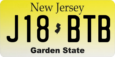 NJ license plate J18BTB