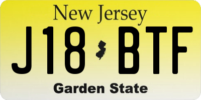 NJ license plate J18BTF