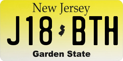 NJ license plate J18BTH