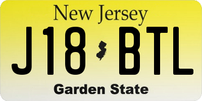 NJ license plate J18BTL