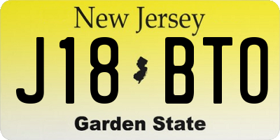 NJ license plate J18BTO