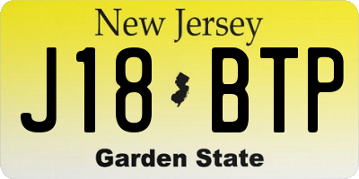 NJ license plate J18BTP