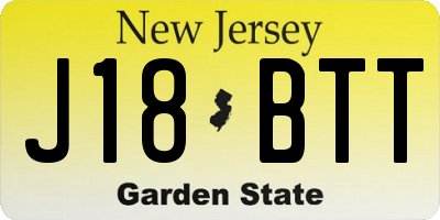 NJ license plate J18BTT