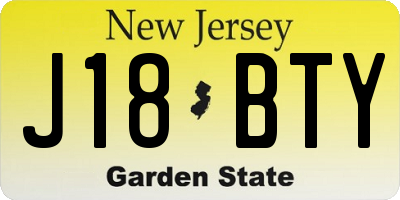 NJ license plate J18BTY
