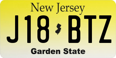 NJ license plate J18BTZ