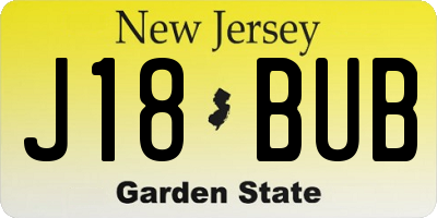 NJ license plate J18BUB