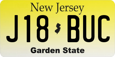 NJ license plate J18BUC