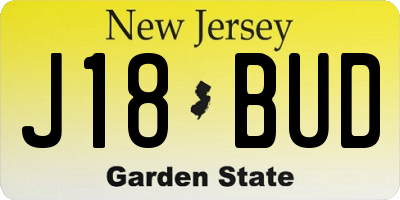 NJ license plate J18BUD