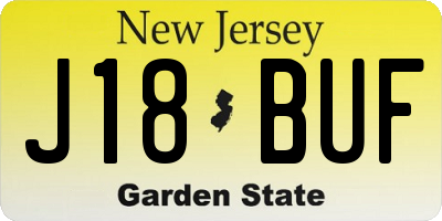 NJ license plate J18BUF