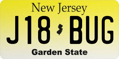 NJ license plate J18BUG