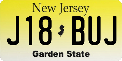 NJ license plate J18BUJ