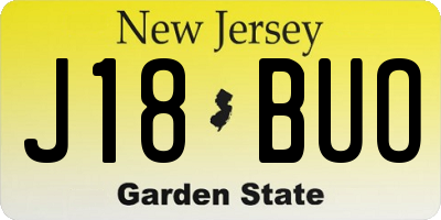 NJ license plate J18BUO