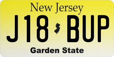 NJ license plate J18BUP