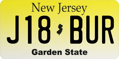NJ license plate J18BUR