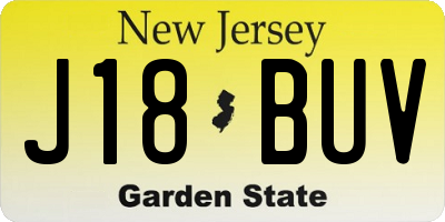 NJ license plate J18BUV