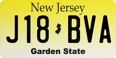 NJ license plate J18BVA