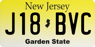 NJ license plate J18BVC