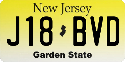 NJ license plate J18BVD