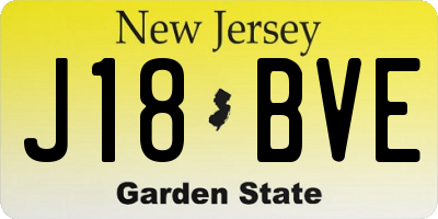 NJ license plate J18BVE