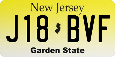 NJ license plate J18BVF
