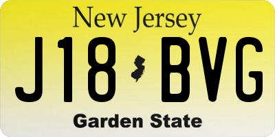 NJ license plate J18BVG