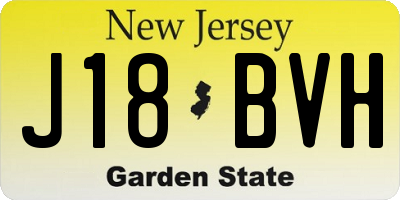 NJ license plate J18BVH