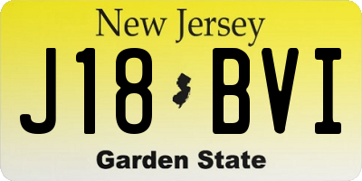 NJ license plate J18BVI
