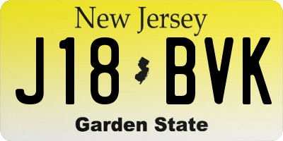 NJ license plate J18BVK