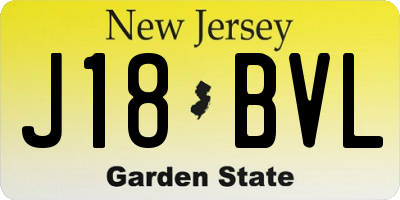 NJ license plate J18BVL