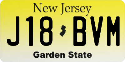 NJ license plate J18BVM
