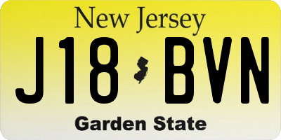 NJ license plate J18BVN