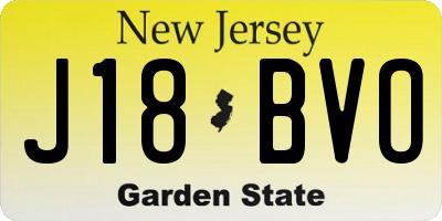 NJ license plate J18BVO