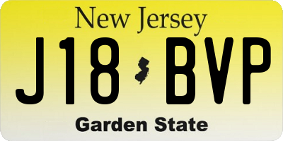 NJ license plate J18BVP
