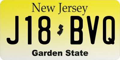 NJ license plate J18BVQ