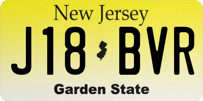 NJ license plate J18BVR