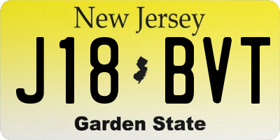 NJ license plate J18BVT