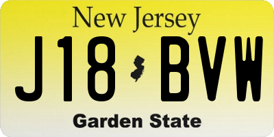 NJ license plate J18BVW