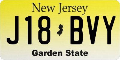 NJ license plate J18BVY