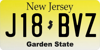 NJ license plate J18BVZ