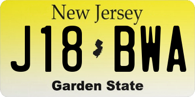 NJ license plate J18BWA